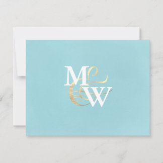 Cartons Réponse Élégant Mariage Monogramme de verre marin