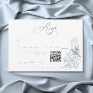 Cartons Réponse Élégant Mariage QR Chinoiserie Bleue Nature & Oise