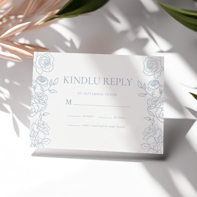 Cartons Réponse Élégant Mariage Rose Bleu & Blanc (Créateur téléchargé)