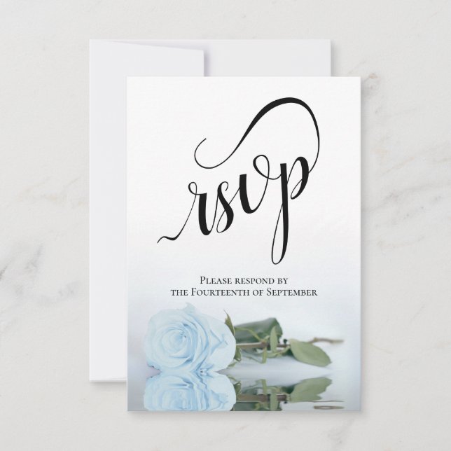 Cartons Réponse Élégant Mariage Rose bleu foncé long (Devant)