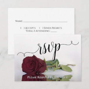 Cartons Réponse Élégant Mariage Rose bordeaux à longue tige