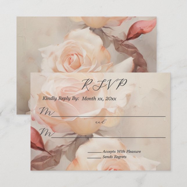Cartons Réponse Élégant Mariage Rose d'été (Devant / Derrière)