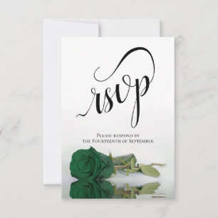 Cartons Réponse Élégant Mariage Rose vert émeraude à longue tige