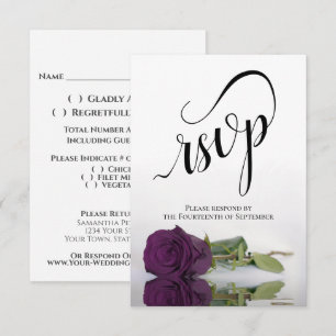 Cartons Réponse Élégant Mariage Rose violet à prune longue tige