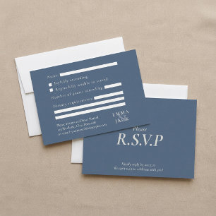 Cartons Réponse Elégant mariage serif bleu