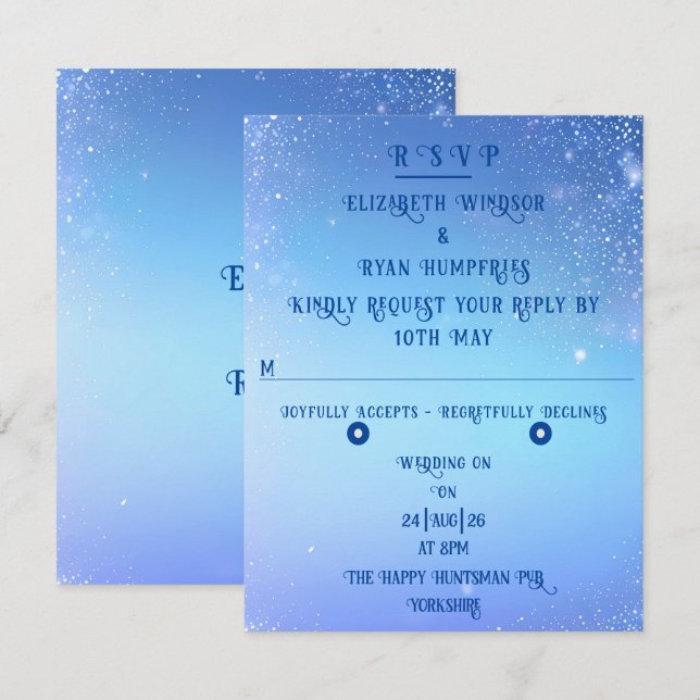 Cartons Réponse Élégant Mariage Sparkle (Devant / Derrière)