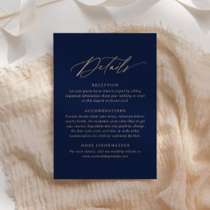 Cartons Réponse Elegant Marine et Gold Calligraphy Détails du Mari