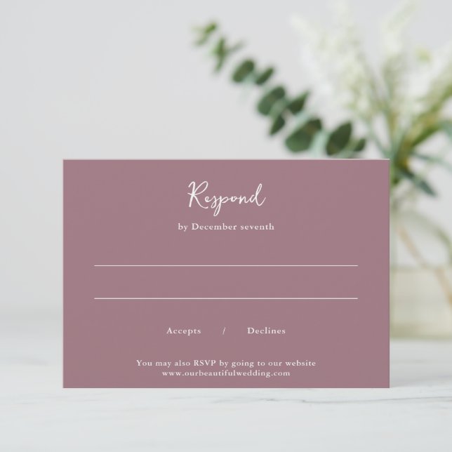 Cartons Réponse Elegant Mauve Clean Mariage (Debout devant)