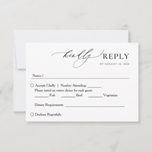Cartons Réponse Élégant minimaliste Mariage manuscrit (Devant)