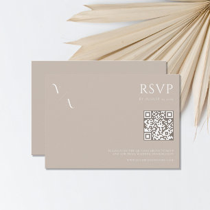 Cartons Réponse Élégant minimaliste moderne Taupe Mariage