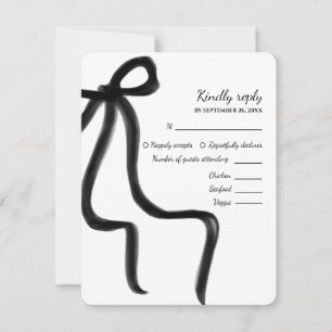 Cartons Réponse Élégant minimaliste simple mariage noir