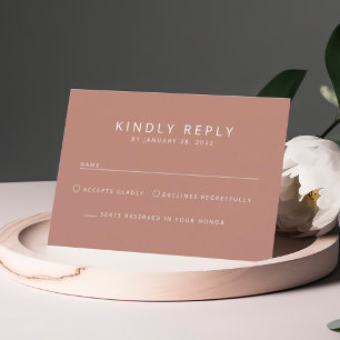 Cartons Réponse Elégant minimaliste vieux rose mélangé mariage de 
