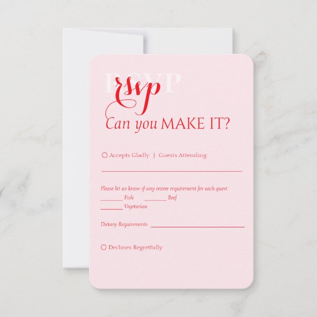 Cartons Réponse Elegant Modern Bold Red Pink Wedding (Devant)