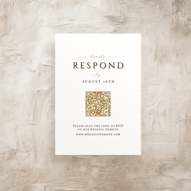 Cartons Réponse Elégant Moderne Classy Luxury QR code Mariage (Elegant Modern Classy Luxury QR code Wedding RSVP Card)