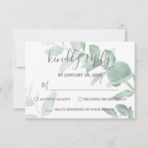 Cartons Réponse Elégant moderne eucalyptus vert mariage classe