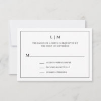 Élégant Monogramme noir et blanc Mariage simple