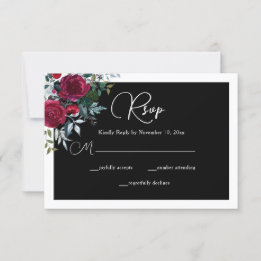 Cartons Réponse Élégant Noël Floral Rose Mariage de vacances