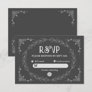 Cartons Réponse Élégant Noir Deco   Mariage noir et blanc