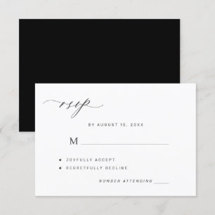 Cartons Réponse Élégant noir et blanc mariage simple