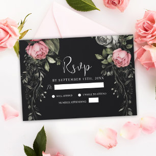 Cartons Réponse Élégant noir Moody Floral Dark Gothic Mariage