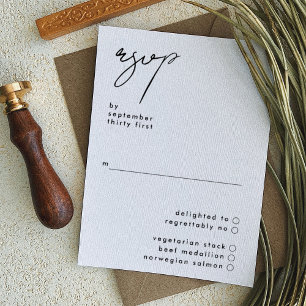 Cartons Réponse Élégant Noms Personnalisés Noir Blanc Mariage