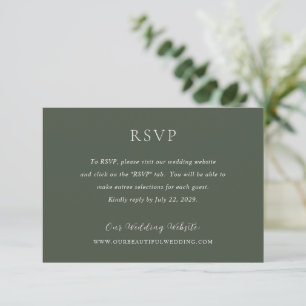 Cartons Réponse Élégant Olive Green Mariage moderne