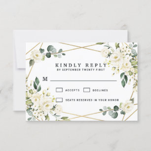 Cartons Réponse Elégant or Géométrique Flore Mariage