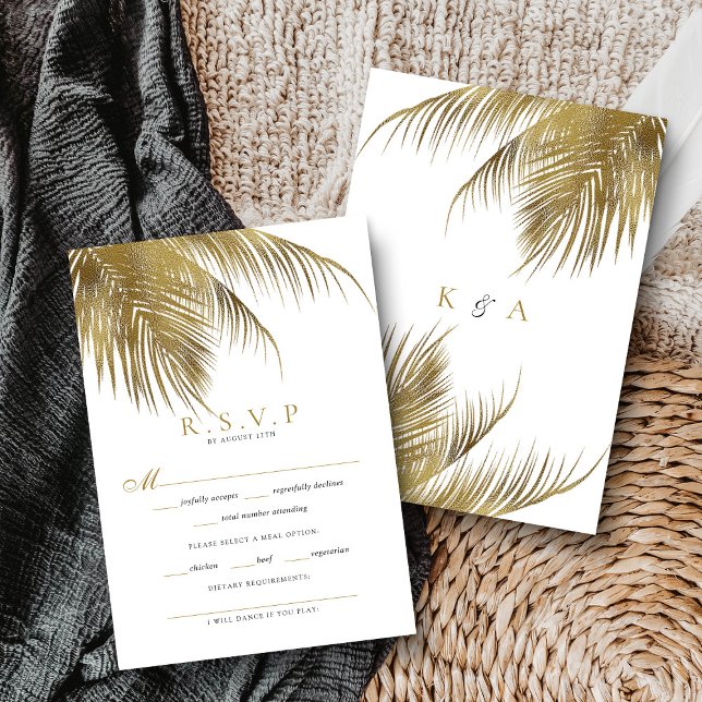 Cartons Réponse Elégant Palm Tree Plage Tropical Mariage (Créateur téléchargé)