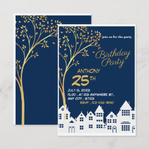 Cartons Réponse ÉLÉGANT PANIER D'ANNIVERSAIRE AVEC ARBRE sur le cô
