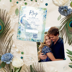 Cartons Réponse Élégant Paon Photo Arche Mariage QR TLW26