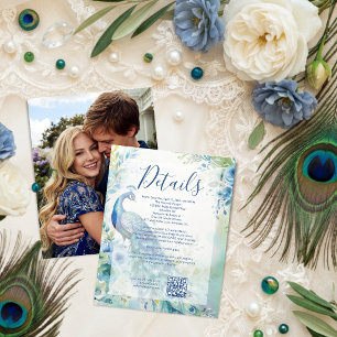 Cartons Réponse Élégant Paon Photo Arche Mariage QR TLW26
