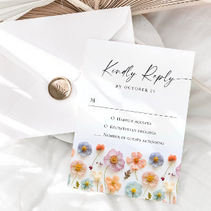 Cartons Réponse Élégant Pastel rose Boho Fleurs sauvages Mariage
