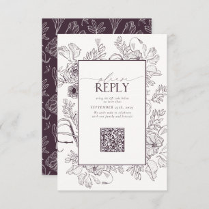 Cartons Réponse Elegant Plum violet Mariage QR Code S'il vous plaî