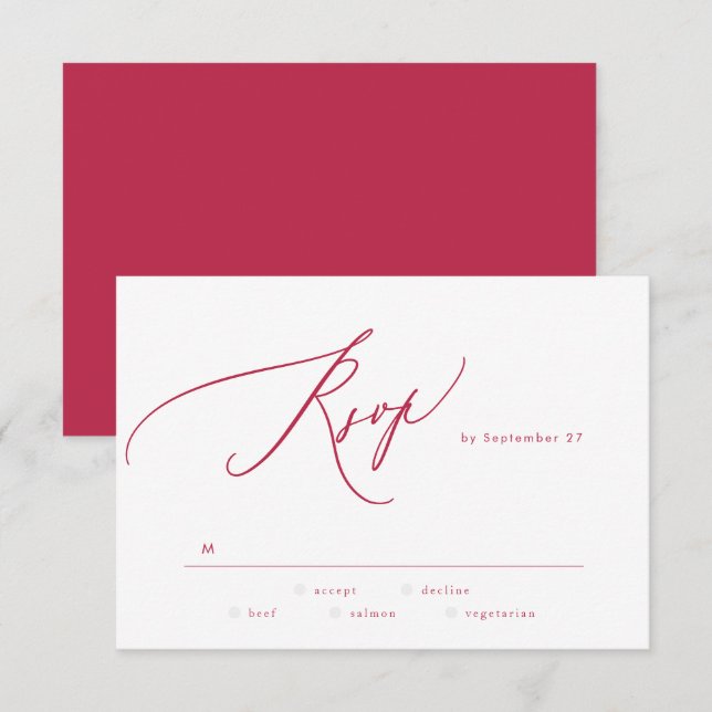 Cartons Réponse Élégant Red Magenta Été Le Mariage (Devant / Derrière)