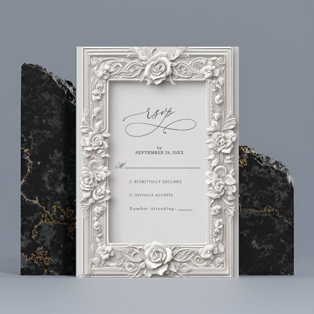 Cartons Réponse Élégant Rose Art Nouveau Frame Mariage (Créateur téléchargé)