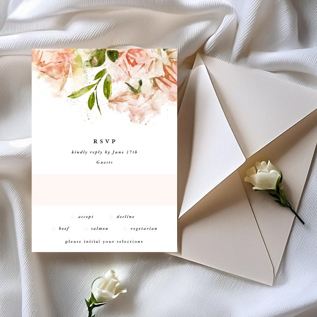 Cartons Réponse Élégant Rose romantique Mariage aquarelle (Créateur téléchargé)