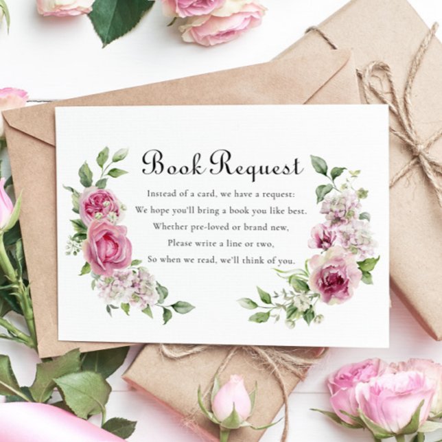 Cartons Réponse Elegant Rose Rose Livre Baby shower de demande (Créateur téléchargé)