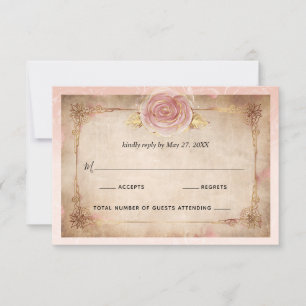 Cartons Réponse Élégant rose rose rose rose rose or Mariage rustiq