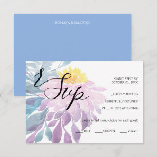 Cartons Réponse Elégant rose violet bleu Dahlia Aquarelle Art