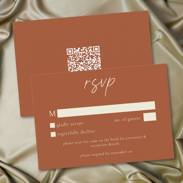 Cartons Réponse Elegant Rust Terracotta Minimalist Wedding (Elegant Rust Terracotta Minimalist Wedding RSVP Card)
