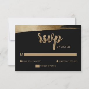 Cartons Réponse Elégant Rustic Black Gold Simple Mariage moderne