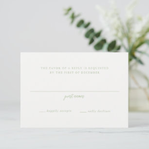 Cartons Réponse Élégant Sage Green Script Monogramme Mariage