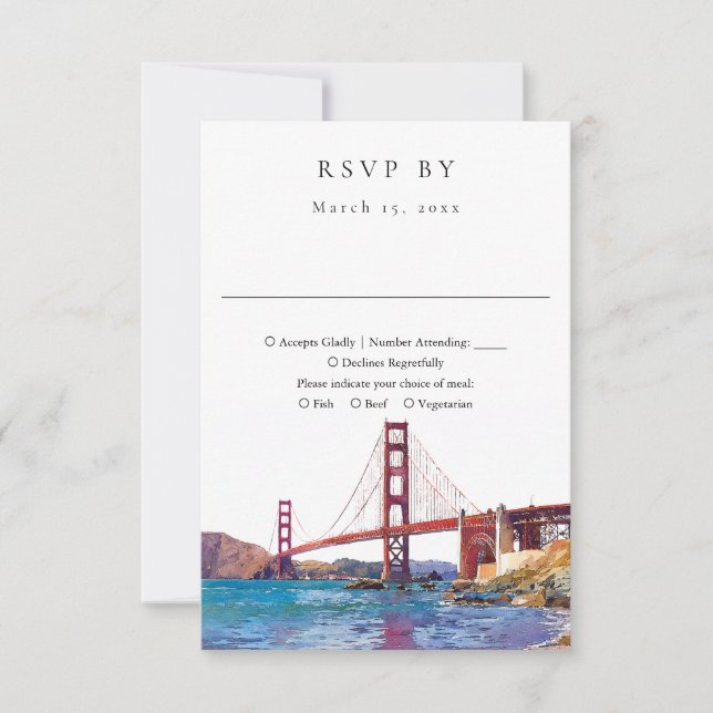 Cartons Réponse Elegant San Francisco Watercolor Wedding (Devant)