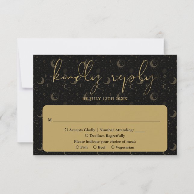 Cartons Réponse Élégant Script Celestial Mariage mystique (Devant)
