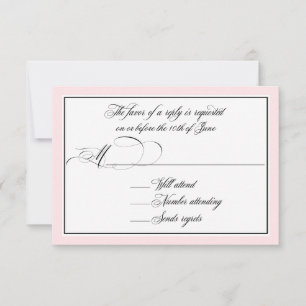 Cartons Réponse Élégant script fleurit avec bordure rose pâle