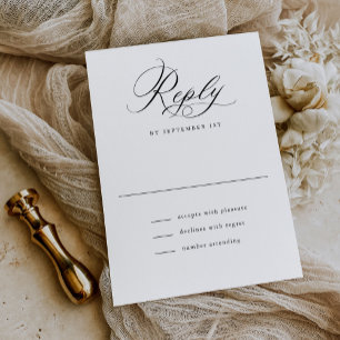 Cartons Réponse Élégant Script noir et blanc Mariage classique