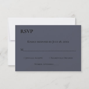 Cartons Réponse Élégant Script simple Monogramme Bleu Mariage mode