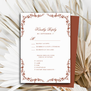 Cartons Réponse Élégant Script Terracotta Vintage Floral Mariage