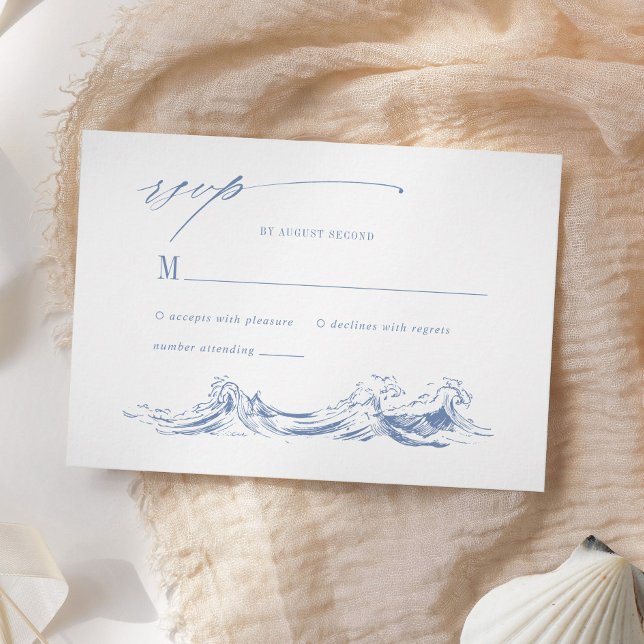 Cartons Réponse Elegant Seaside Coastal Blue Wedding (Créateur téléchargé)