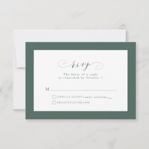 Cartons Réponse Élégant simple mariage vert simple